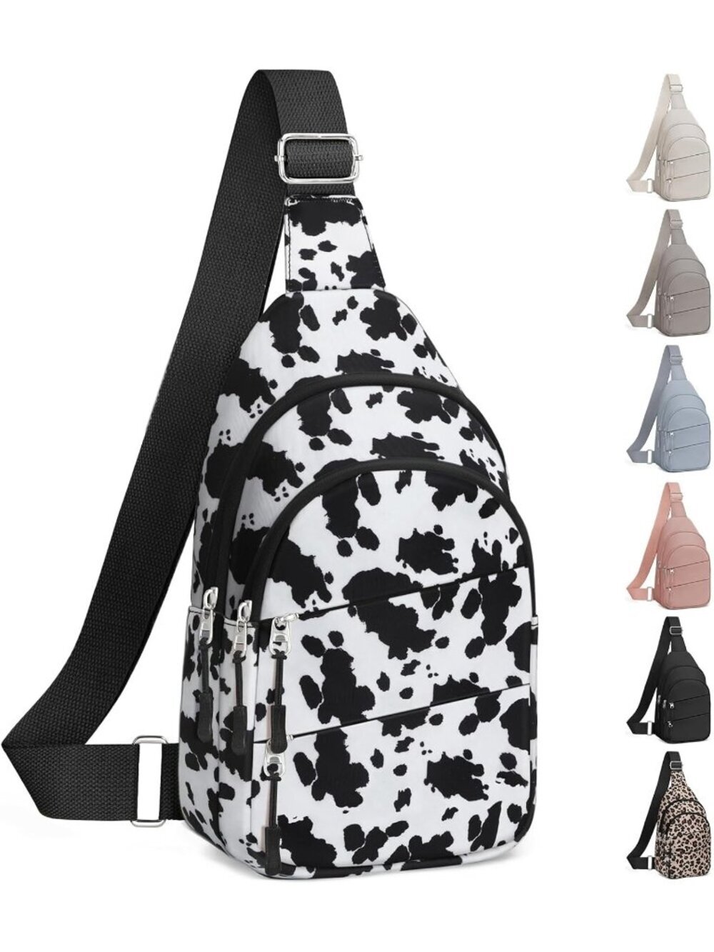 Women's Cow Print Lightweight Small Hiking Sling Outdoors Travel Crossbody Bags